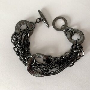 Gun Metal Multi Strand Link Chains Bracelet